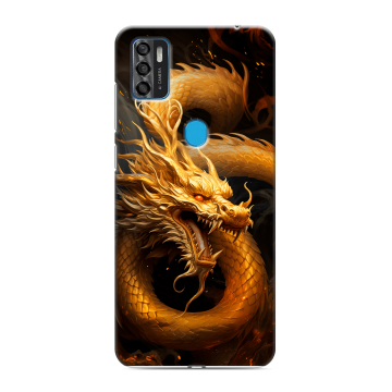 Силиконовый чехол на ZTE Blade A7s (2020) с принтом Золотой дракон