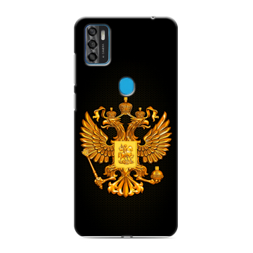 Силиконовый чехол на ZTE Blade A7s (2020) с принтом Герб России желтый