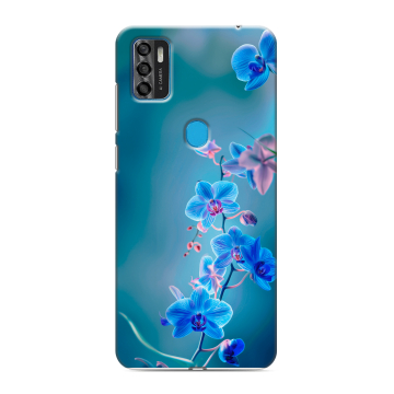Силиконовый чехол на ZTE Blade A7s (2020) с принтом Голубые цветы