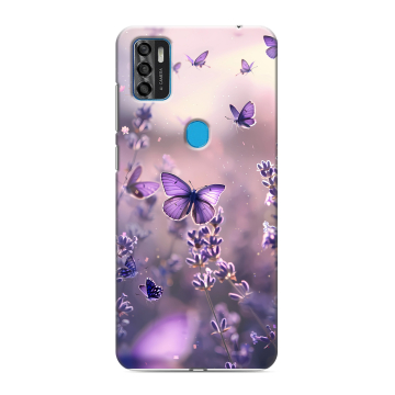 Силиконовый чехол на ZTE Blade A7s (2020) с принтом бабочки и лаванда