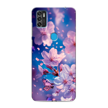 Силиконовый чехол на ZTE Blade A7s (2020) с принтом цветы бабочки