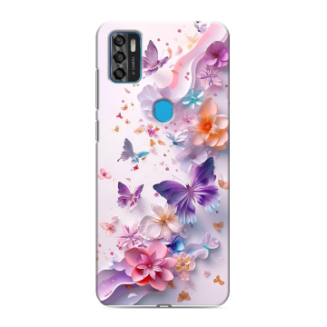Силиконовый чехол на ZTE Blade A7s (2020) с принтом цветы бабочки