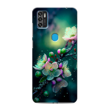 Силиконовый чехол на ZTE Blade A7s (2020) с принтом Цветы и мрамор
