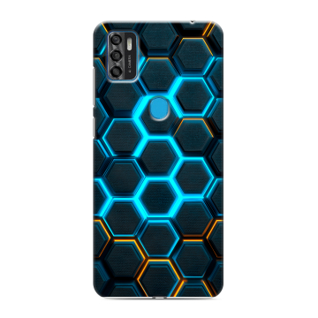 Силиконовый чехол на ZTE Blade A7s (2020) с принтом Неоновые соты Силиконовый чехол на ZTE Blade A7s (2020) с принтом Неоновые соты
