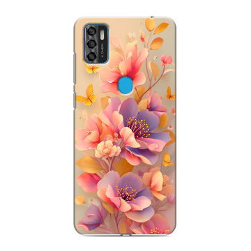 Силиконовый чехол на ZTE Blade A7s (2020) с принтом Цветы и бабочки Силиконовый чехол на ZTE Blade A7s (2020) с принтом Цветы и бабочки