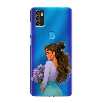 Силиконовый чехол на ZTE Blade A7s (2020) с принтом девушка цветы Силиконовый чехол на ZTE Blade A7s (2020) с принтом девушка цветы