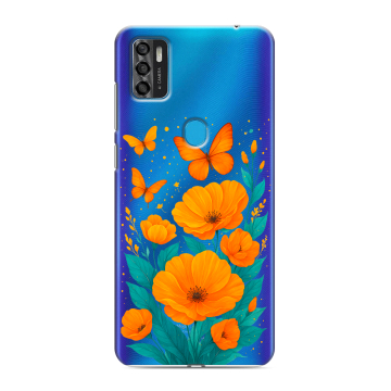 Силиконовый чехол на ZTE Blade A7s (2020) с принтом цветы бабочки Силиконовый чехол на ZTE Blade A7s (2020) с принтом цветы бабочки
