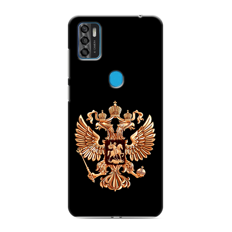 Силиконовый чехол на ZTE Blade A7s (2020) с принтом Герб России золотой Силиконовый чехол на ZTE Blade A7s (2020) с принтом Герб России золотой
