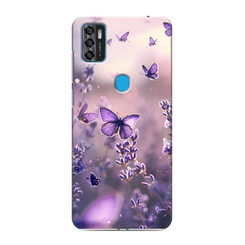 Силиконовый чехол на ZTE Blade A7s (2020) с принтом бабочки и лаванда Силиконовый чехол на ZTE Blade A7s (2020) с принтом бабочки и лаванда