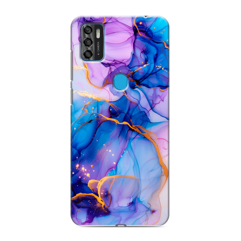 Силиконовый чехол на ZTE Blade A7s (2020) с принтом синий мрамор Силиконовый чехол на ZTE Blade A7s (2020) с принтом синий мрамор