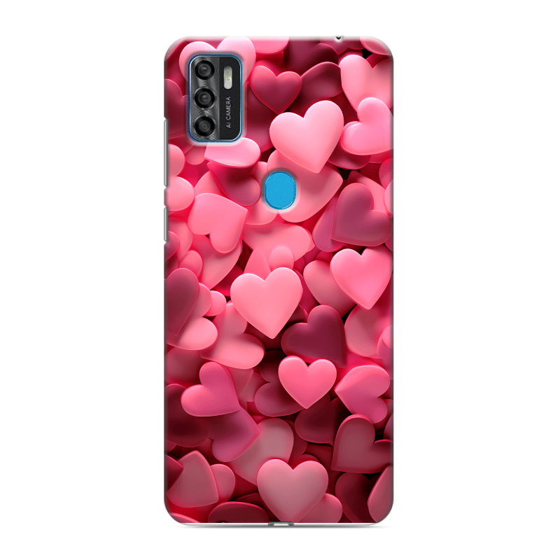 Силиконовый чехол на ZTE Blade A7s (2020) с принтом розовые сердечки Силиконовый чехол на ZTE Blade A7s (2020) с принтом розовые сердечки
