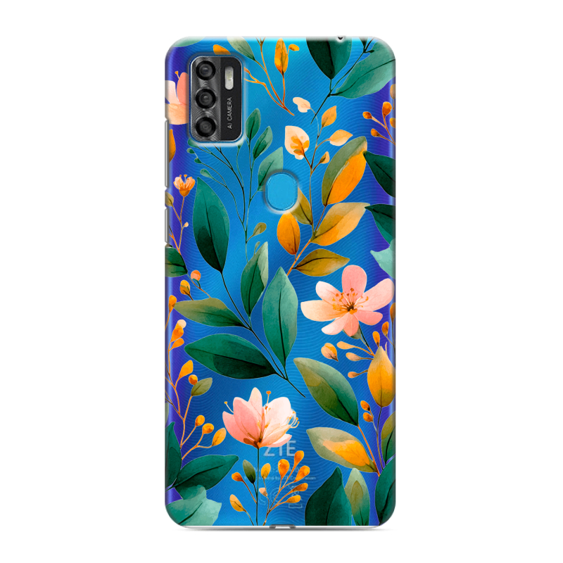 Силиконовый чехол на ZTE Blade A7s (2020) с принтом Цветы паттерн Силиконовый чехол на ZTE Blade A7s (2020) с принтом Цветы паттерн