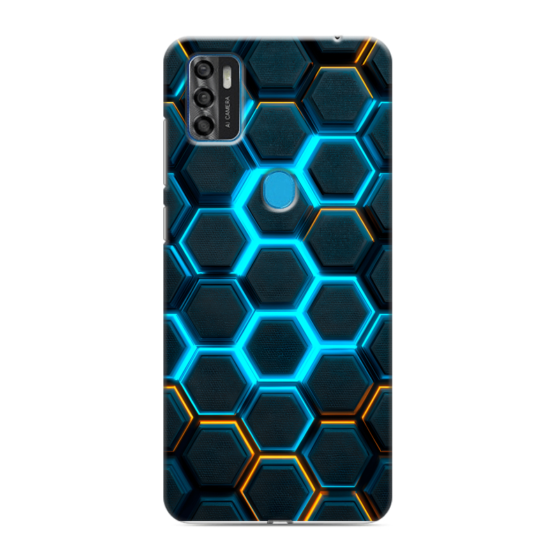 Силиконовый чехол на ZTE Blade A7s (2020) с принтом Неоновые соты Силиконовый чехол на ZTE Blade A7s (2020) с принтом Неоновые соты