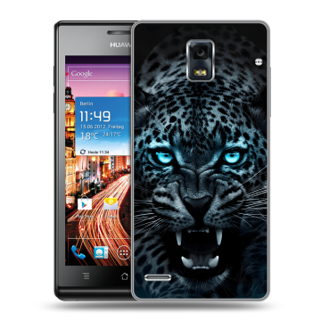 Пластиковый чехол на Huawei Ascend P1 с принтом Темный леопард Пластиковый чехол на Huawei Ascend P1 с принтом Темный леопард