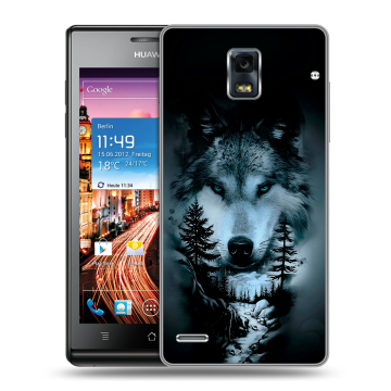 Пластиковый чехол на Huawei Ascend P1 с принтом Лесной волк Пластиковый чехол на Huawei Ascend P1 с принтом Лесной волк