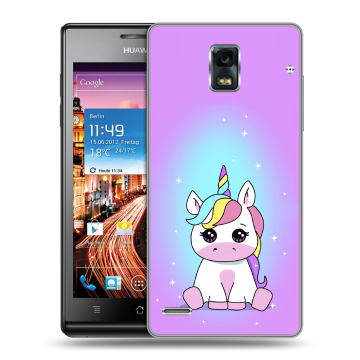 Пластиковый чехол на Huawei Ascend P1 с принтом Единорог Пластиковый чехол на Huawei Ascend P1 с принтом Единорог
