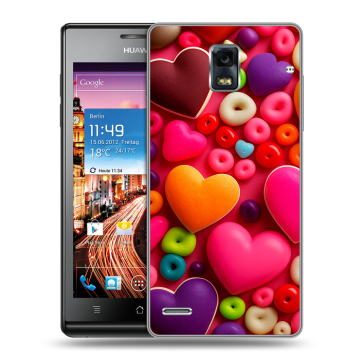 Пластиковый чехол на Huawei Ascend P1 с принтом Сердечки Пластиковый чехол на Huawei Ascend P1 с принтом Сердечки