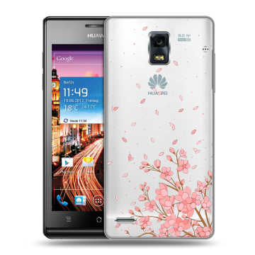 Пластиковый чехол на Huawei Ascend P1 с принтом Ветка сакуры