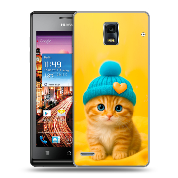 Пластиковый чехол на Huawei Ascend P1 с принтом Котенок в шапке