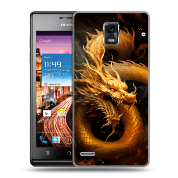 Пластиковый чехол на Huawei Ascend P1 с принтом Золотой дракон Пластиковый чехол на Huawei Ascend P1 с принтом Золотой дракон