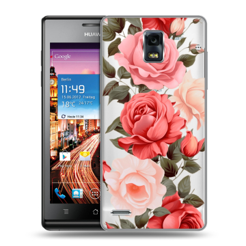 Пластиковый чехол на Huawei Ascend P1 с принтом Розы