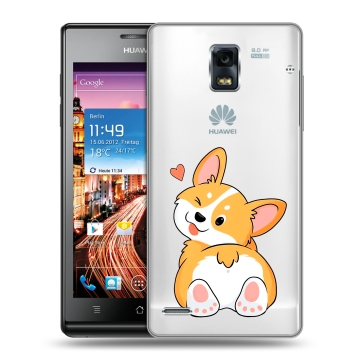 Пластиковый чехол на Huawei Ascend P1 с принтом Корги