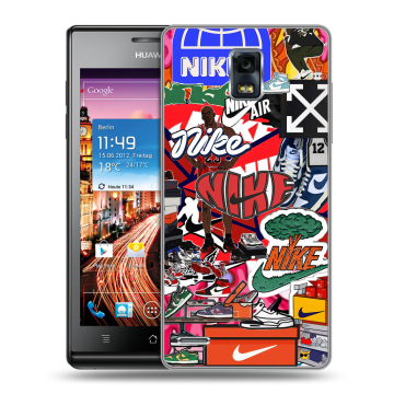Пластиковый чехол на Huawei Ascend P1 с принтом Найк Nike яркий
