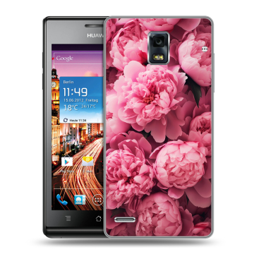 Пластиковый чехол на Huawei Ascend P1 с принтом цветы пионы