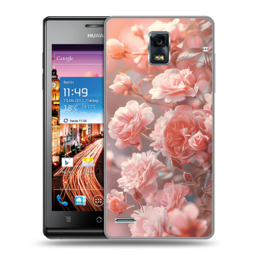 Пластиковый чехол на Huawei Ascend P1 с принтом Розовые розы