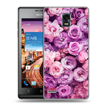 Пластиковый чехол на Huawei Ascend P1 с принтом лавандовые розы