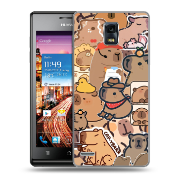 Пластиковый чехол на Huawei Ascend P1 с принтом капибара