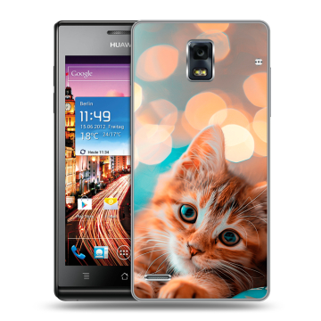 Пластиковый чехол на Huawei Ascend P1 с принтом котик