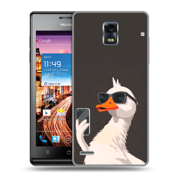 Пластиковый чехол на Huawei Ascend P1 с принтом утка в очках