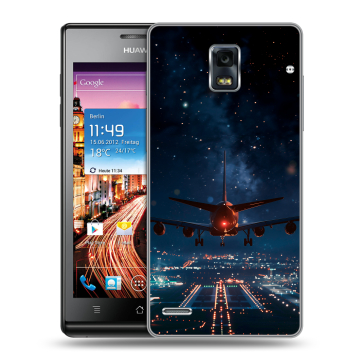 Пластиковый чехол на Huawei Ascend P1 с принтом самолет