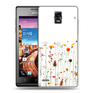 Пластиковый чехол на Huawei Ascend P1 с принтом цветы