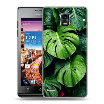 Пластиковый чехол на Huawei Ascend P1 с принтом Листья
