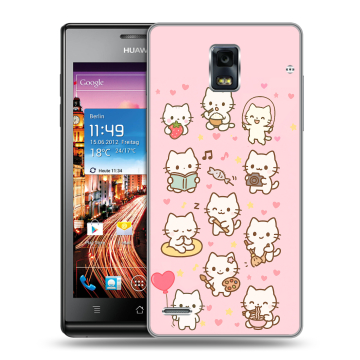 Пластиковый чехол на Huawei Ascend P1 с принтом Hello Kitty Хелоу Кити