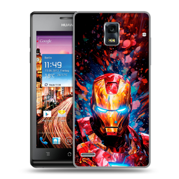 Пластиковый чехол на Huawei Ascend P1 с принтом Железный человек Ironman