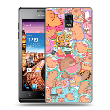 Пластиковый чехол на Huawei Ascend P1 с принтом капибары