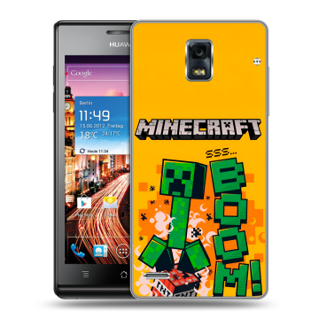 Пластиковый чехол на Huawei Ascend P1 с принтом Майнкрафт Minecraft