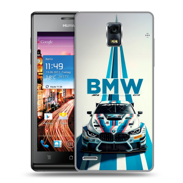 Пластиковый чехол на Huawei Ascend P1 с принтом БМВ BMW