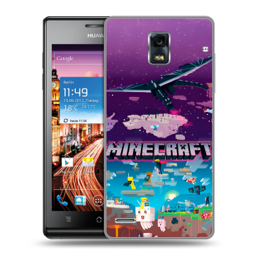 Пластиковый чехол на Huawei Ascend P1 с принтом Майнкрафт Minecraft