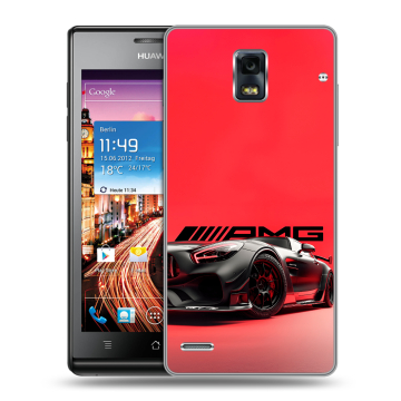 Пластиковый чехол на Huawei Ascend P1 с принтом Мерседес Mercedes AMG Пластиковый чехол на Huawei Ascend P1 с принтом Мерседес Mercedes AMG