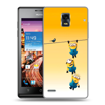 Пластиковый чехол на Huawei Ascend P1 с принтом Миньоны