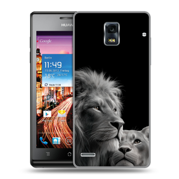 Пластиковый чехол на Huawei Ascend P1 с принтом Лев кошки Пластиковый чехол на Huawei Ascend P1 с принтом Лев кошки