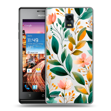 Пластиковый чехол на Huawei Ascend P1 с принтом Цветы паттерн Пластиковый чехол на Huawei Ascend P1 с принтом Цветы паттерн