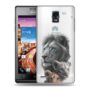 Пластиковый чехол на Huawei Ascend P1 с принтом Львы Пластиковый чехол на Huawei Ascend P1 с принтом Львы