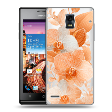 Пластиковый чехол на Huawei Ascend P1 с принтом Бежевые цветы Пластиковый чехол на Huawei Ascend P1 с принтом Бежевые цветы