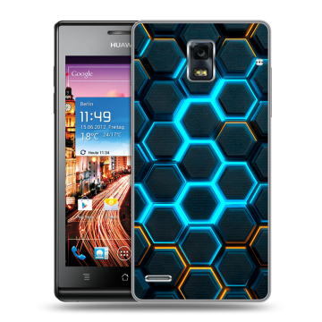 Пластиковый чехол на Huawei Ascend P1 с принтом Неоновые соты Пластиковый чехол на Huawei Ascend P1 с принтом Неоновые соты