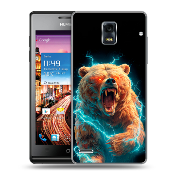 Пластиковый чехол на Huawei Ascend P1 с принтом Медведь Пластиковый чехол на Huawei Ascend P1 с принтом Медведь